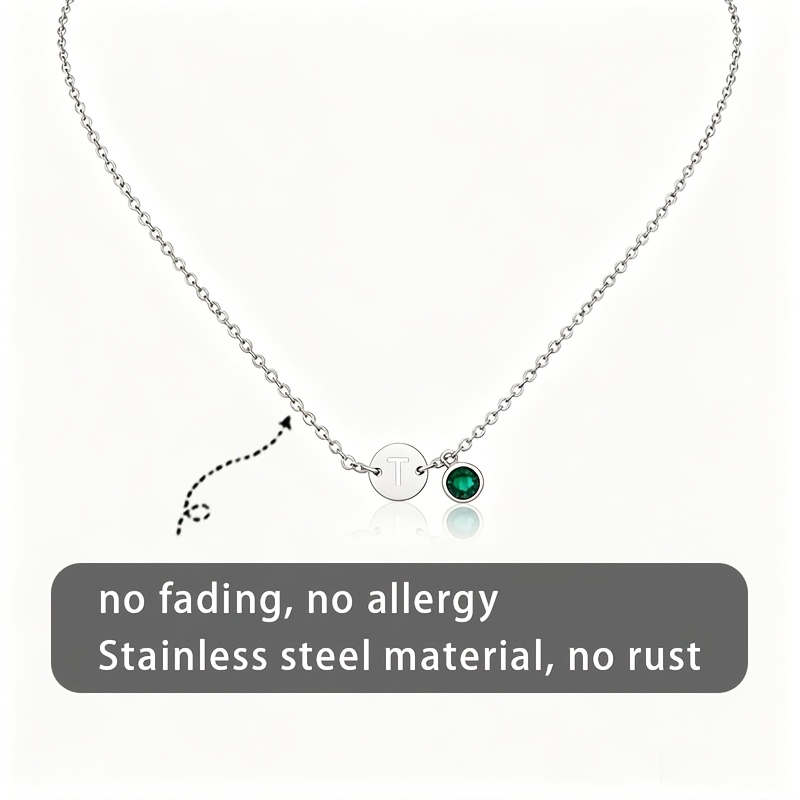 Custom 18K Gold-Plated Birthstone Necklace with Initials